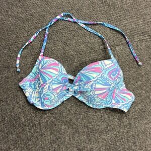Lilly Pulitzer for Target Bikini Top Blue Pink Shell Paisley Underwire Large